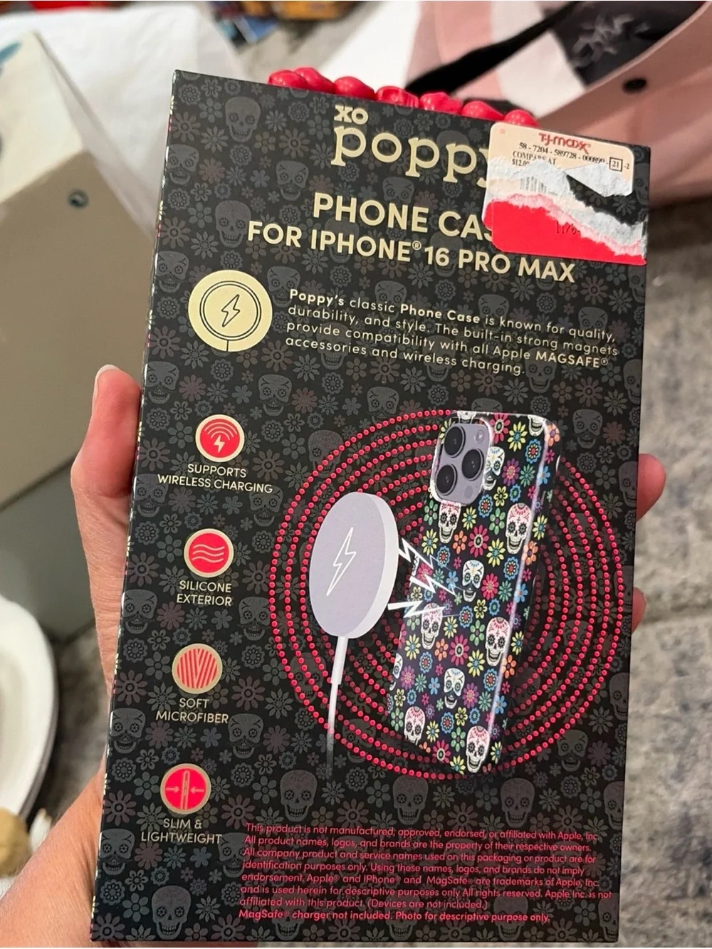 XO Poppy Sugar Skull Case iPhone 16 Pro Max Floral Día de los Muertos Halloween